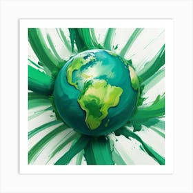 Earth Globe Painting Art Print