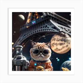 Alien cat in Paris Art Print