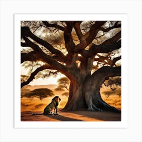 Lion Under The Tree 23 Art Print