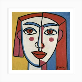 A Cubist Interpretation Of A Girls Face Featur Art Print