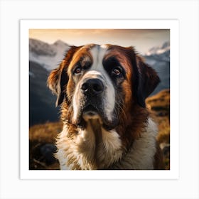 St Bernard Dog Art Print