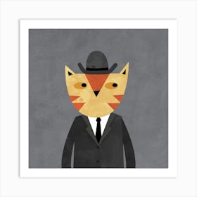 Orange Ginger Cat in a Bowler Hat and Suit Art Print