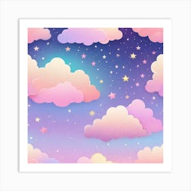 Sky With Twinkling Stars In Pastel Colors Square Composition 54 Art Print