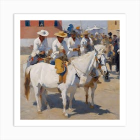 MEXICAN COWBOYS OIL Art Print