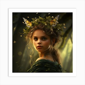 Fairy Girl In The Forest Art Print