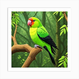 Parrot In The Forest Art Print