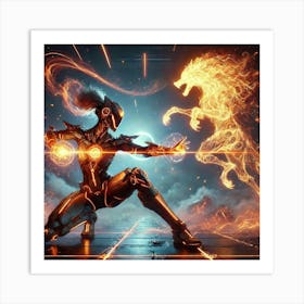 A Dynamic Sci Fi Scene Depicting Kaida Ashheart Pe Art Print