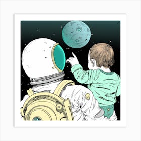 Astronaut And Child Art Print