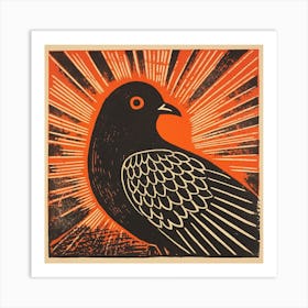 Retro Bird Lithograph Pigeon 4 Art Print