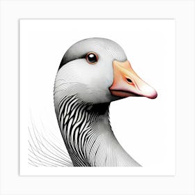 Goose Head - Abstract Line Art Illustration 85 Art Print