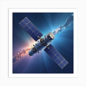 Advanced Communication Satellites, Watercolor Celestial Backdrop 1 Art Print