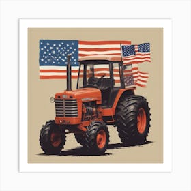 American Flag Tractor 2 Art Print