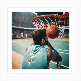 Basketball Player Dunks The Ball 1 Art Print