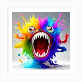 Leonardo Creative A 3d Hd Rainbow Splash Art Monster Face Big 0 Art Print