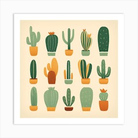 Rizwanakhan Simple Abstract Cactus Non Uniform Shapes Petrol 21 Art Print