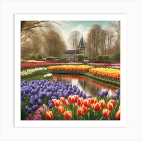 Keukenhof Gardens Netherlands Vintage Botanical 4 Art Print