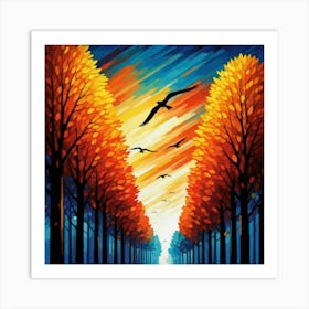 Sunset In The Trees Art Print