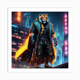 Cyberpunk Tiger In The City 3 Art Print