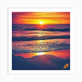 Sunset At The Beach 1 Art Print