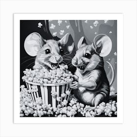 Mice In A Bucket Of Popcorn Art Print