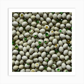 White And Green Beads Art Print