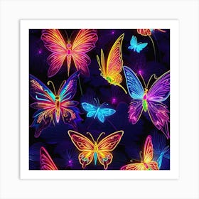 Neon Butterflies Art Print