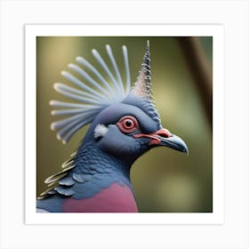 National Geographic Realistic Illustration Victoria Crowned Pigeon Goura Victoria Close Up 0 Art Print