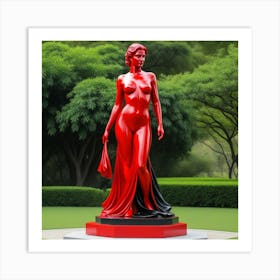 Estatua De Parque Donde Predomina El Rojo Sobre El Negro Art Print