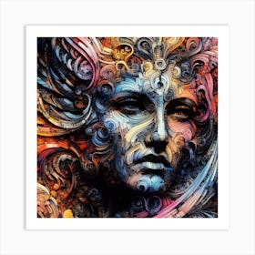 A colourful An image of statue of An angel Art Print