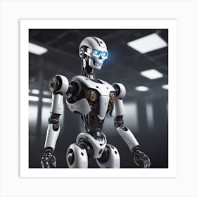 Robot With Blue Eyes Art Print