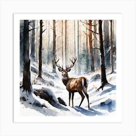 Deer In The Woods 71 Art Print