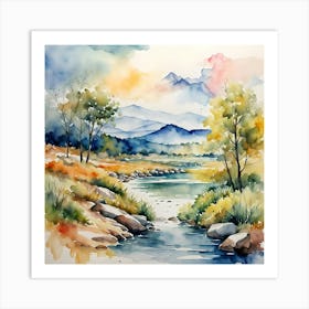 Watercolor Of A River 3 Art Print