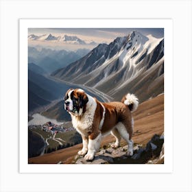 St Bernard Dog 71 Art Print