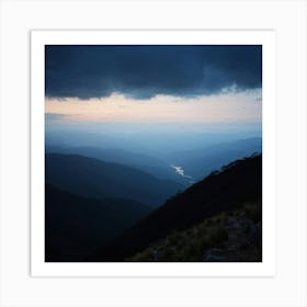 Serenity Of A Trekking Exploration On A Remote Untouched Expanse Panoramic Vista Of The Silhouette Art Print