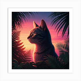 Cat In The Jungle 1 Art Print