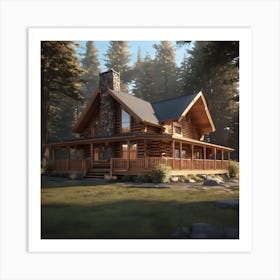 Log Cabin In The Woods Art Print