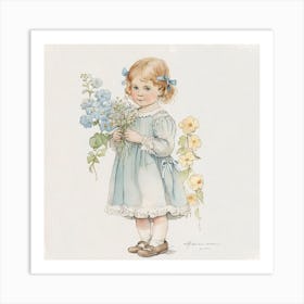 Little Girl With Flowers 4 Art Print