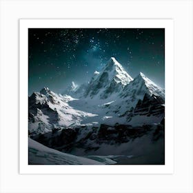 Night Sky Over Mountains Art Print