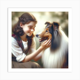 Girl Collie Art Print