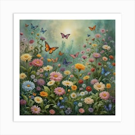 Butterflies In The Meadow Art Print