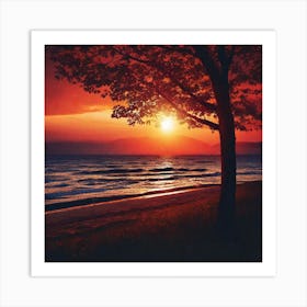 Sunset At Lake Michigan Art Print