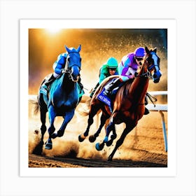 Jockeys Racing At The Racetrack 1 Art Print