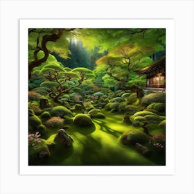 Japanese temple garden 3 Art Print