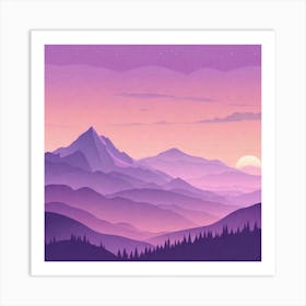 Misty mountains background in purple tone 132 Art Print