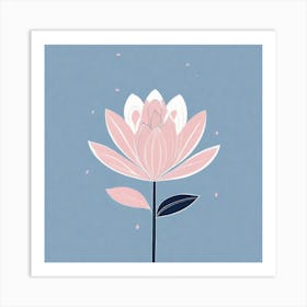 A White And Pink Flower In Minimalist Style Square Composition 152 Art Print