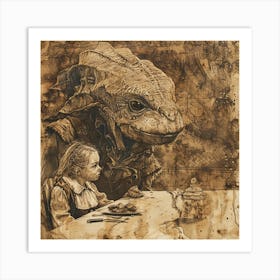 Lizard And Child Art Print