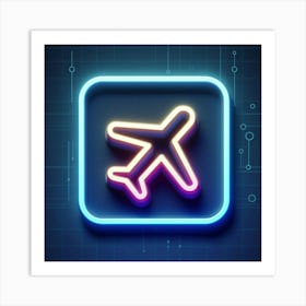 Neon Airplane Icon Art Print