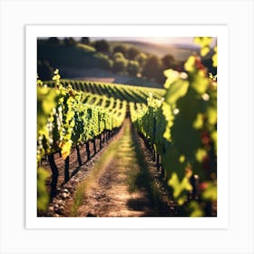 Vineyard Field At Sunset 2 Art Print