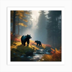 Bears In The Woods Art Print