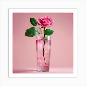 Pink Rose In A Glass Art Print